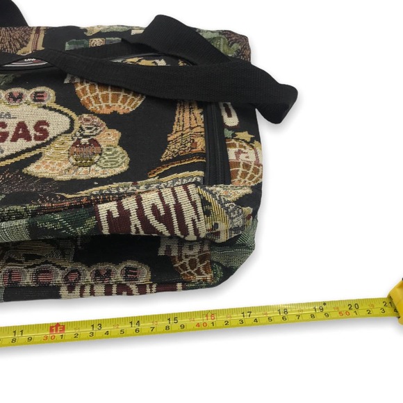 Vintage 90s all over las vegas tourist shoulder Tote Bag pockets - Picture 3 of 4